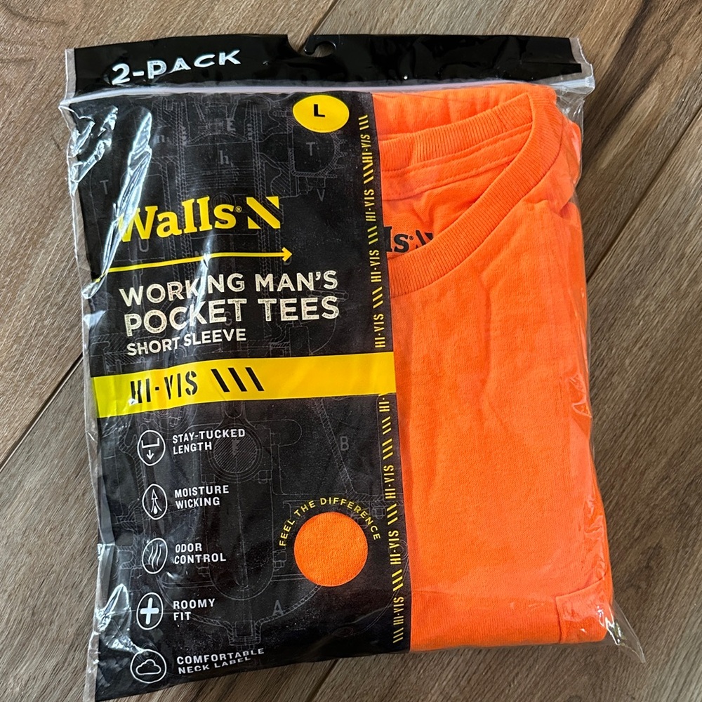 Walls Hi-Vis Orange Working Man's Pocket Tees